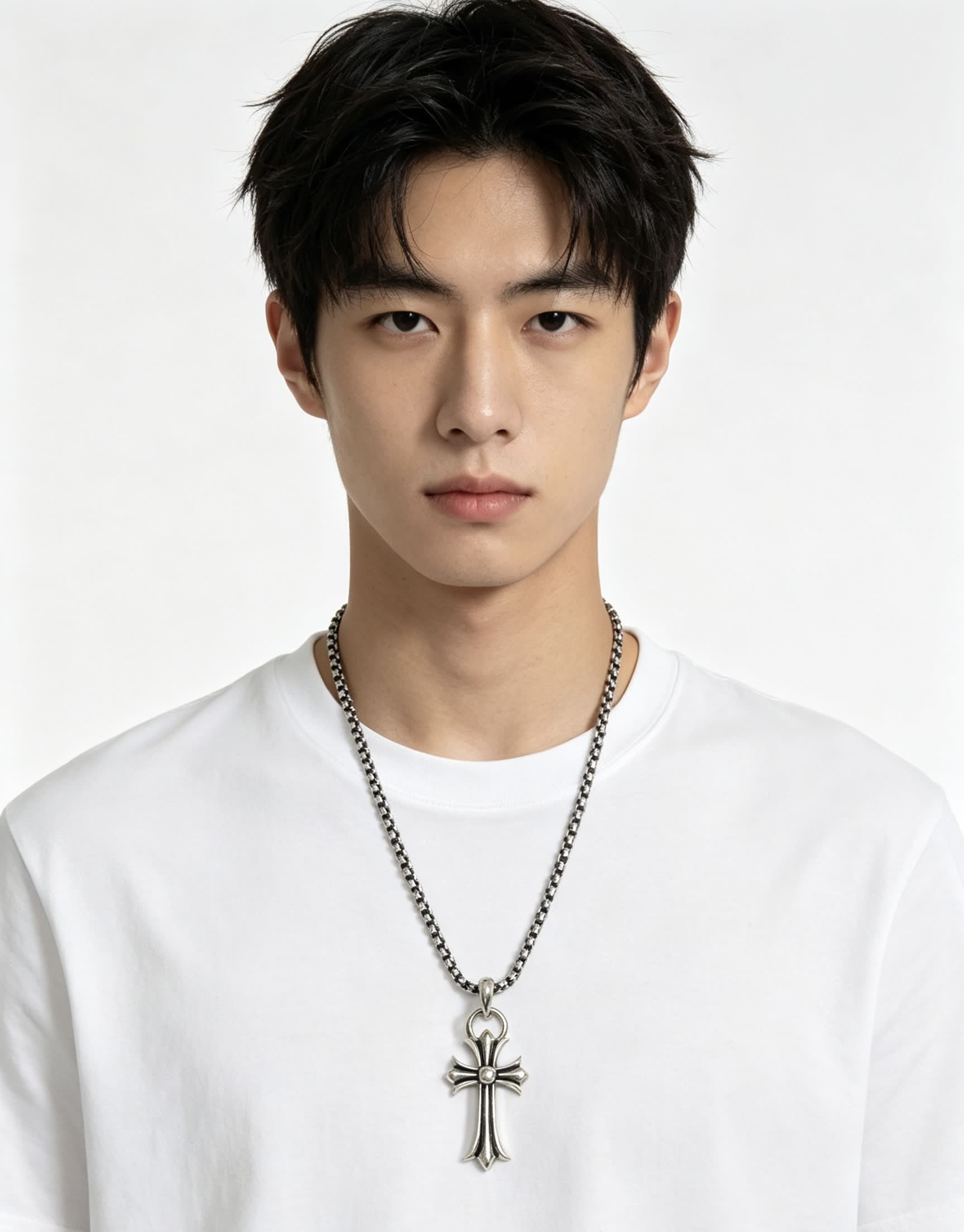 Chrome Hearts Silver Cross Pendant Necklace